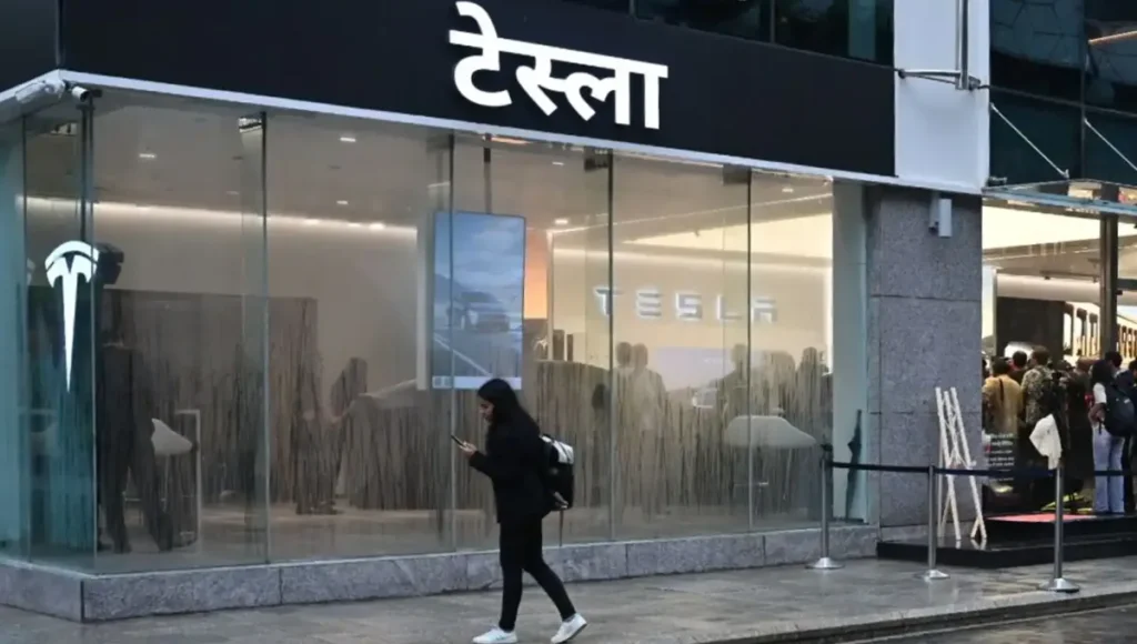 tesla car showroom in delhi