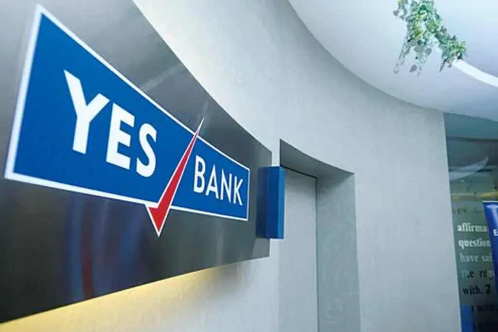 Yes Bank shares price chart with a rising green arrow and “Soaring 2025” text, representing a sharp upward trend and growing investor confidence.