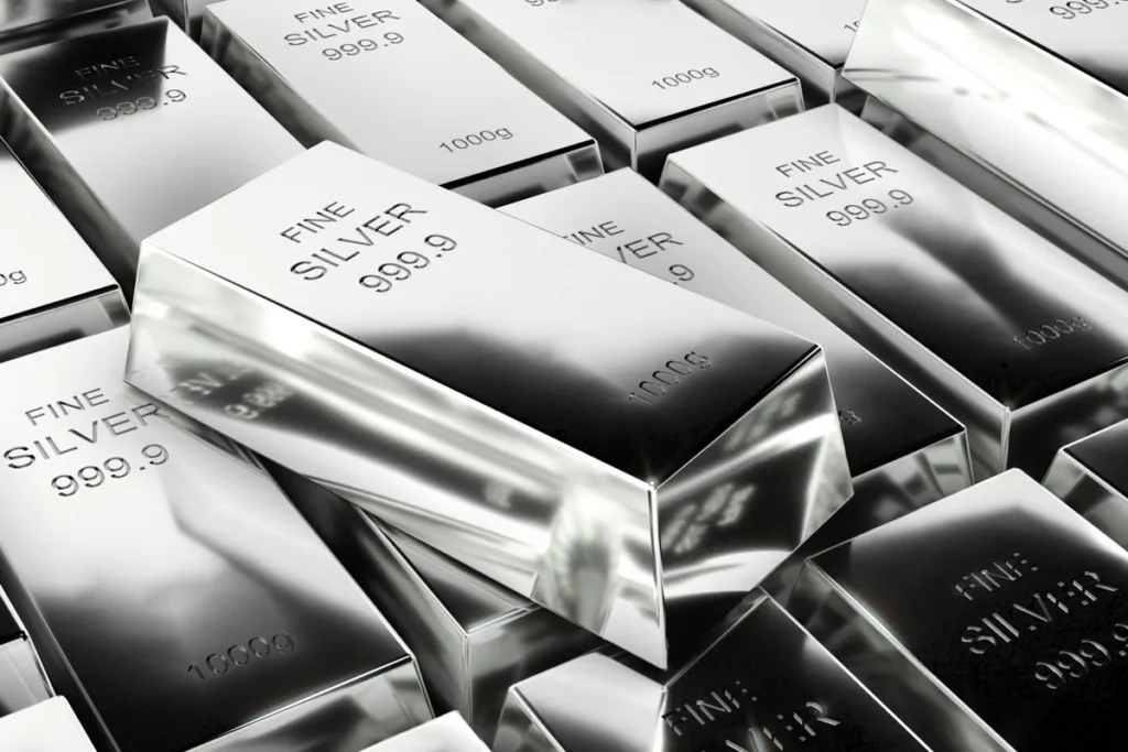 Silver rate today in India displaying latest price per gram and market trend on trading chart.