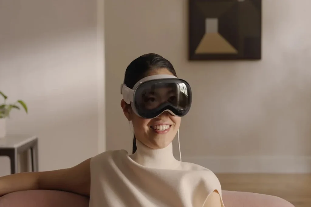 Apple Vision Pro M5 headset featuring advanced M5 chip and glowing digital background.