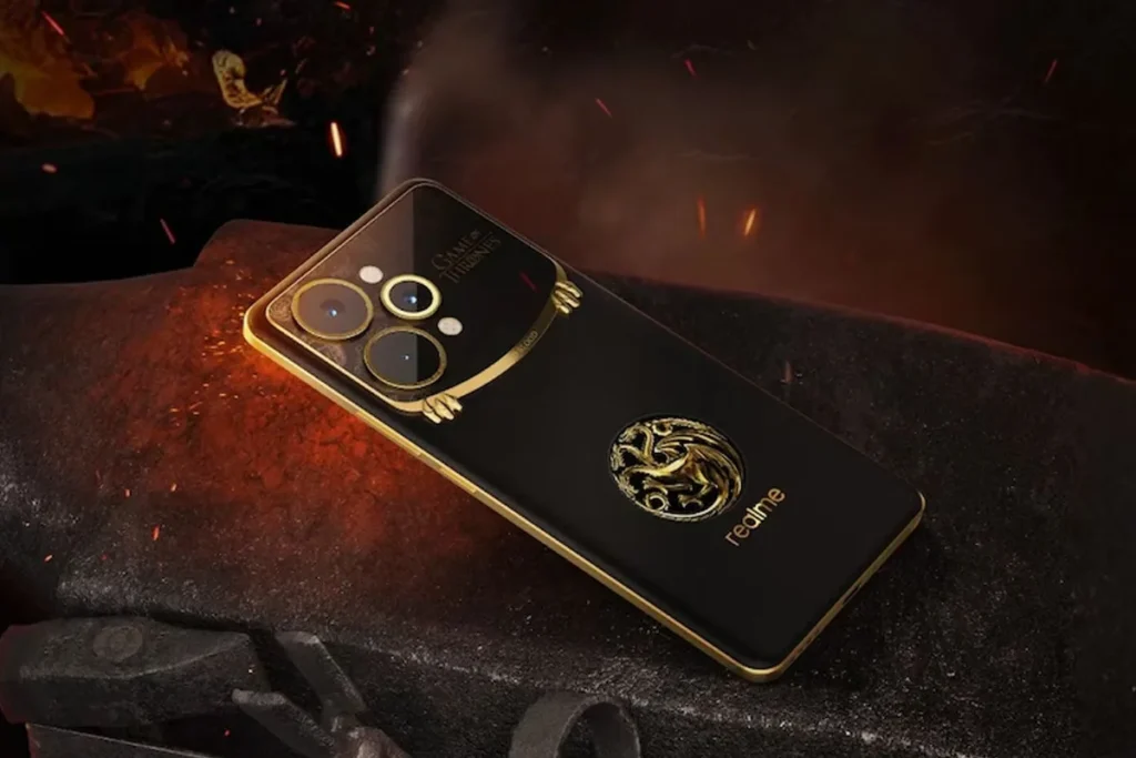 Realme 15 Pro Game of Thrones Edition smartphone with color-changing back panel and triple camera setup