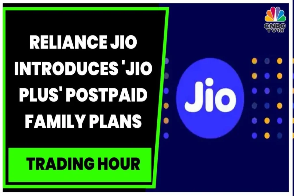 Parents and kids using phones together, representing Jio New Family Plan with 4 SIMs and 75GB shared data.