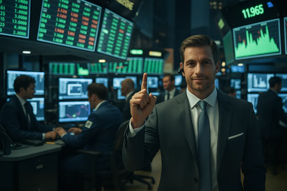 Morgan Stanley stock traders analyzing live market data on monitors during a busy trading sessio