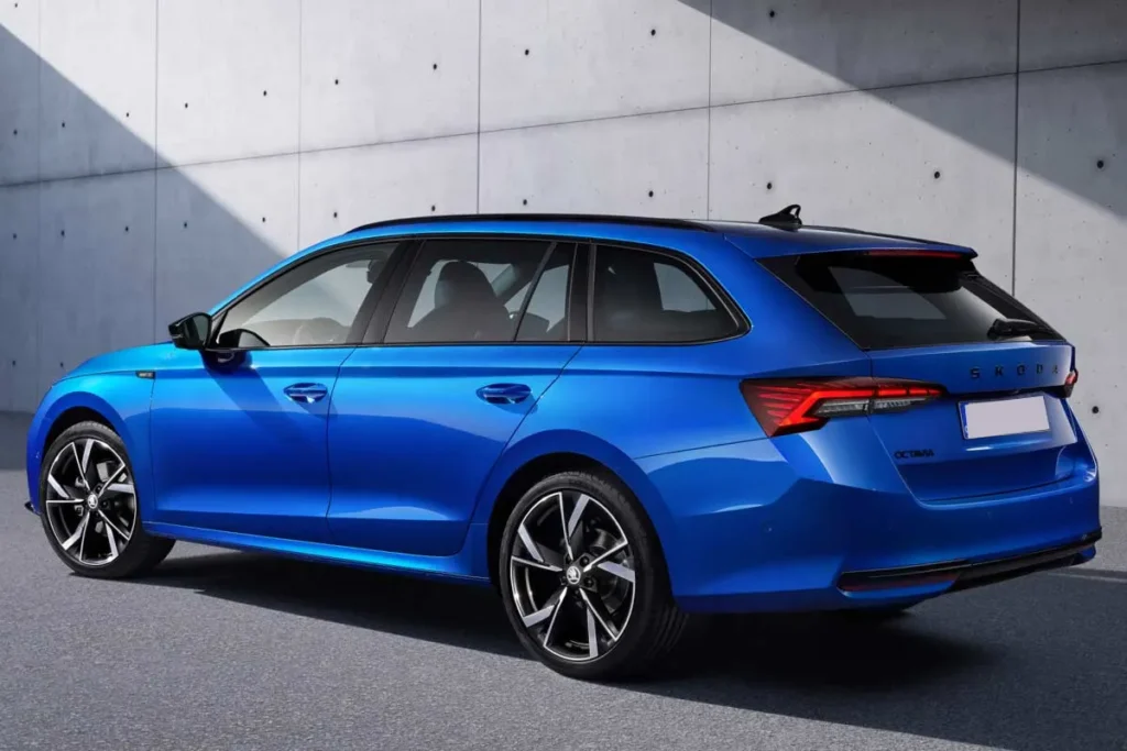 Skoda Octavia RS performance sedan with sporty red accents and RS badging on road in India