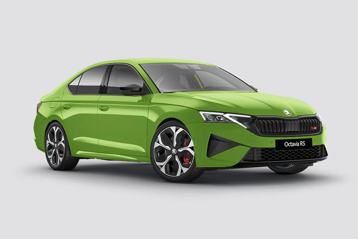 Skoda Octavia RS performance sedan with sporty red accents and RS badging on road in India