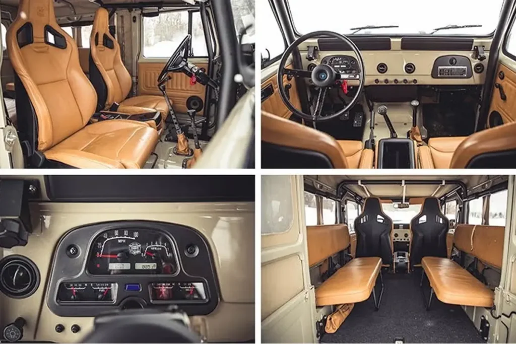 Toyota New FJ Cruiser Interior with digital dashboard, leather seats, ambient lighting, and off-road inspired design.