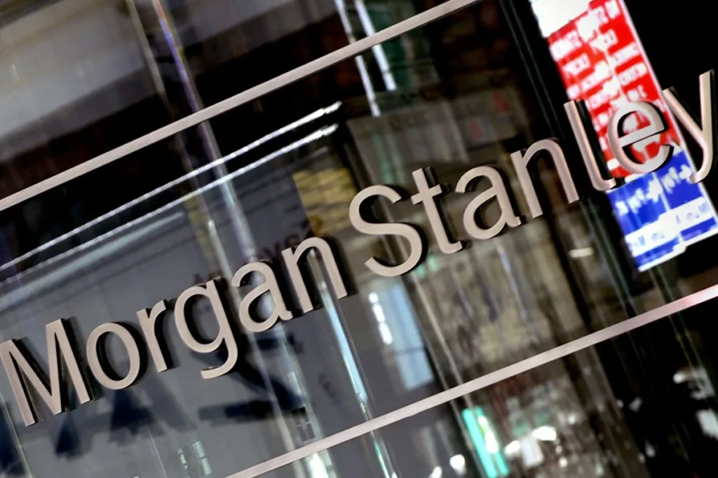 Professional Morgan Stanley stock traders achieving record profits in Q3 2025 on Wall Street floor.