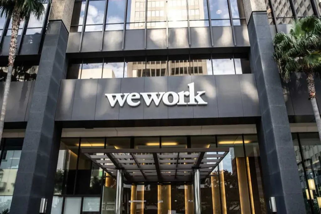 WeWork share price chart showing slight decline after 2025 IPO listing on Indian stock exchanges.