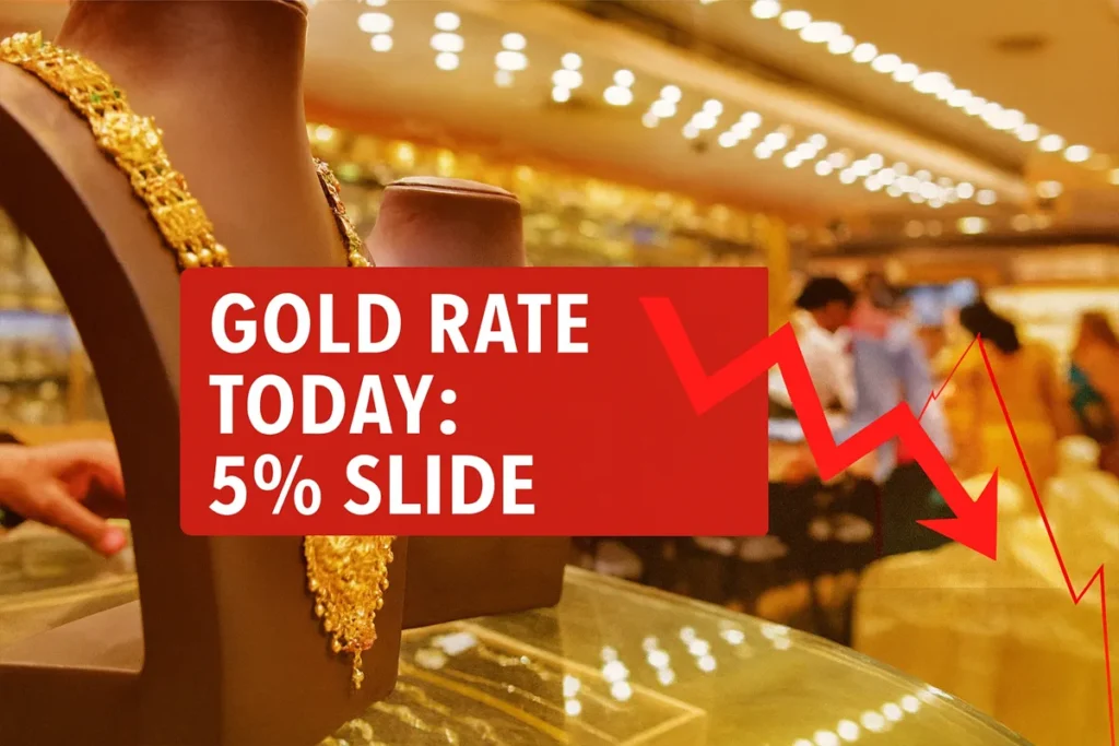 People purchasing gold ornaments at an Indian jewellery store, showing the rising gold price India trend during the festive season.