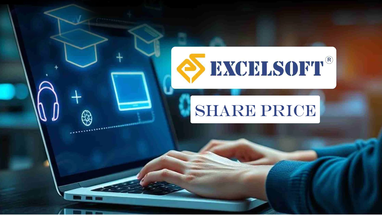 Excelsoft Technologies IPO listing shows 12.5% premium on NSE with investors tracking share price movement on digital stock charts.