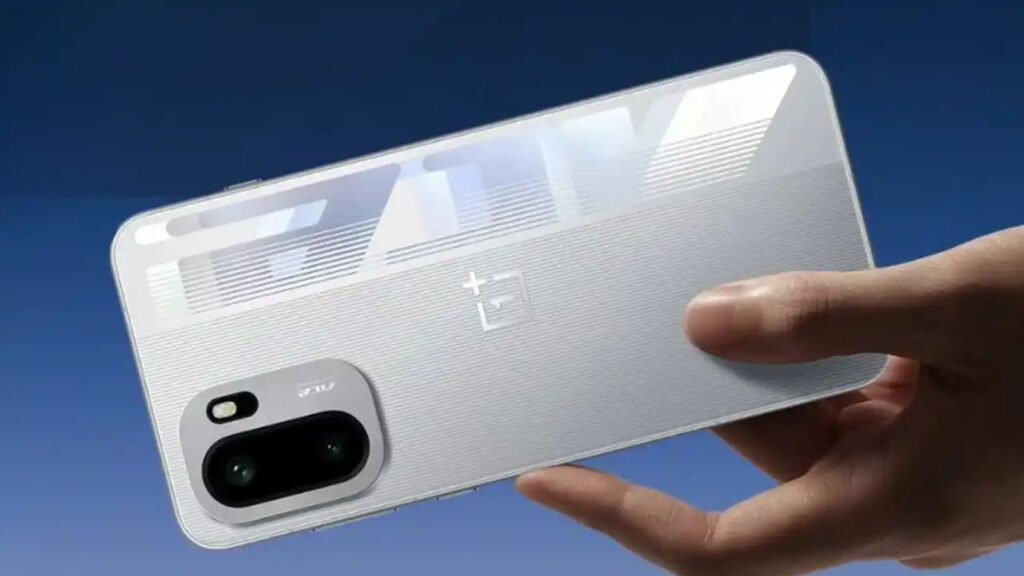 Illustration showing the predicted OnePlus 15R price in India with smartphone design and 2025 specifications.