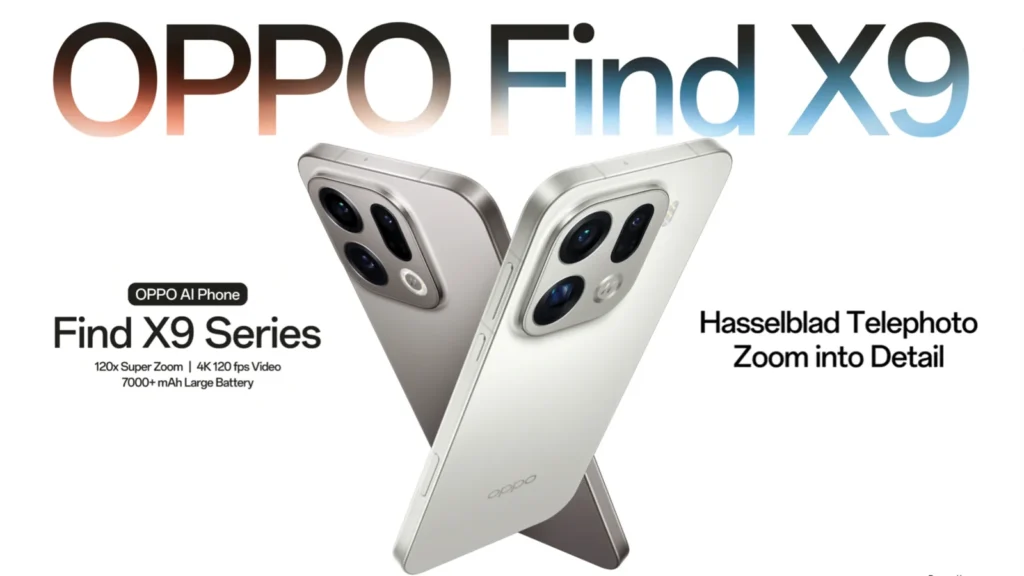 Oppo Find X9 5G smartphone showcases its sleek build, bright screen, and advanced triple-camera system for flagship buyers.