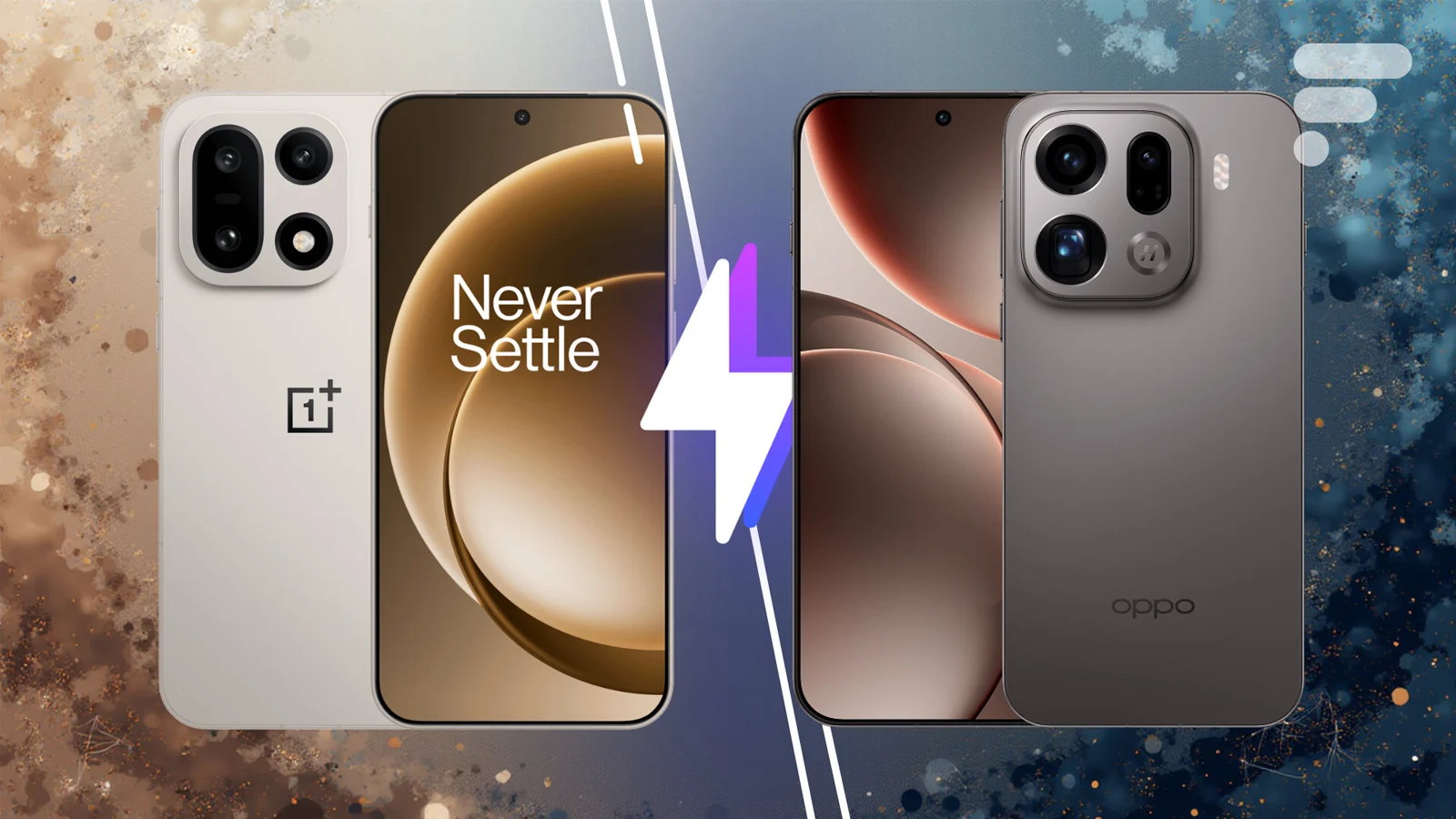 Oppo Find X9 5G vs OnePlus 15 5G comparison image highlighting design, screen size, and rear camera modules for 2025 buyers.