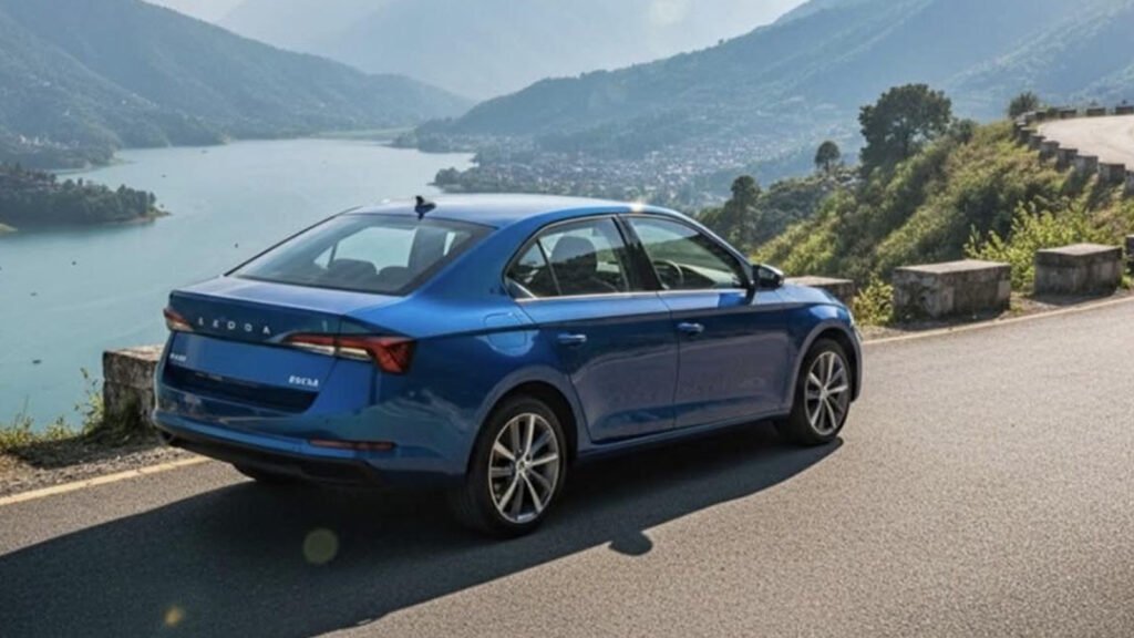 Skoda India leak image of the rumored Slavia facelift showcasing redesigned front grille, sharp LED lights, and sporty exterior styling.