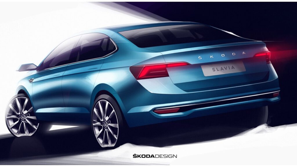 Skoda Slavia 2025 update showcasing redesigned exterior, sleek LED headlights, and enhanced styling details.