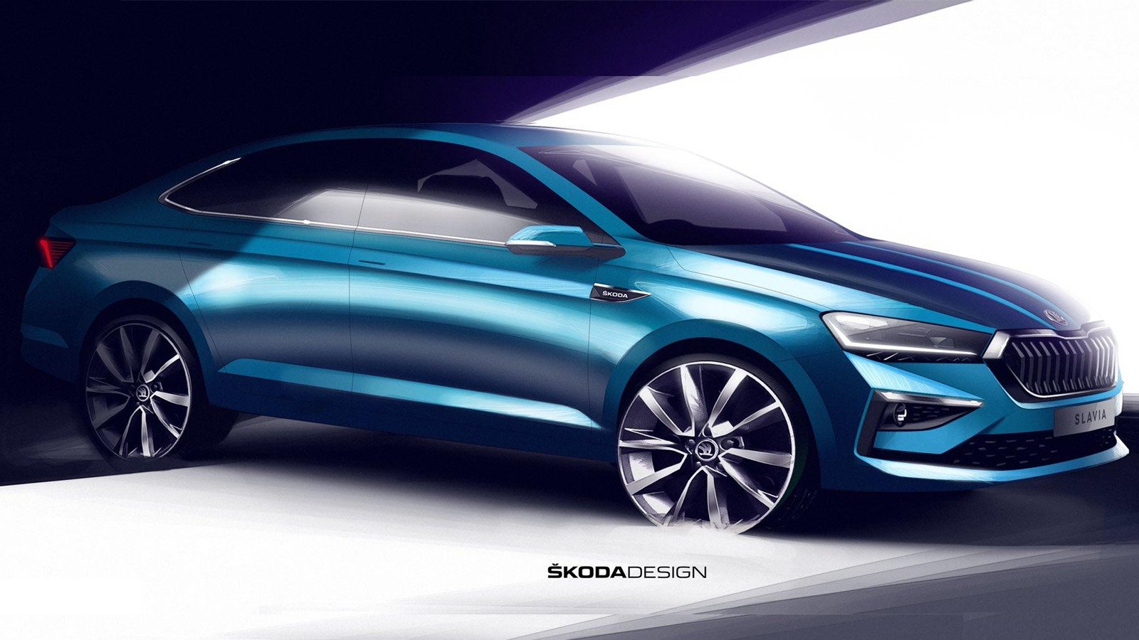 Skoda Slavia Facelift featuring updated LED headlamps, new alloy wheels, and redesigned grille for the 2025 model.
