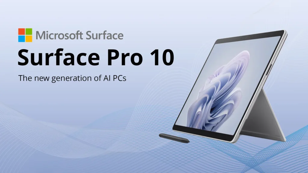 Surface Pro 13″ OLED device featuring a vivid OLED screen and modern design, ideal for productivity and creative work.