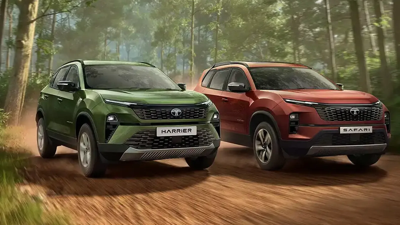 Tata Harrier and Safari petrol versions side by side showcasing new design and features ahead of India launch.