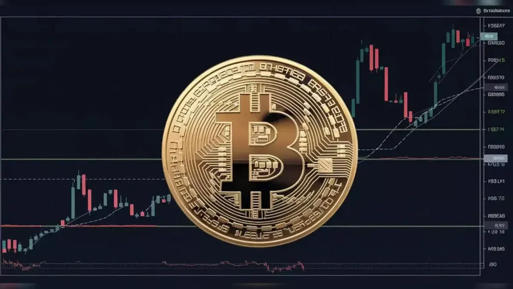 Futuristic digital currency graphics and market charts representing expected trends for crypto in 2026.