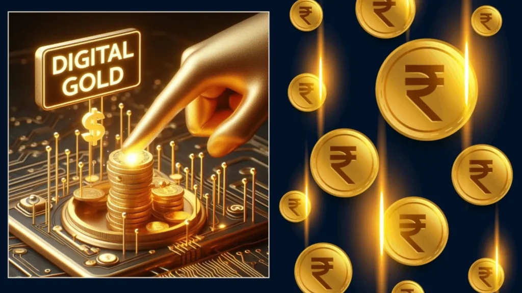 Person analyzing smartphone screen showing digital gold vs gold ETF comparison chart, representing investment choices and regulatory concerns in India.