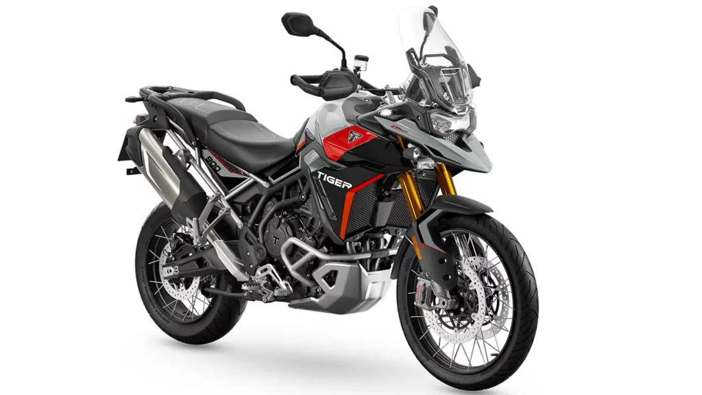 025 Triumph Tiger 900 updated model seen with sharper panels, new LED headlamp and revised fuel tank design.