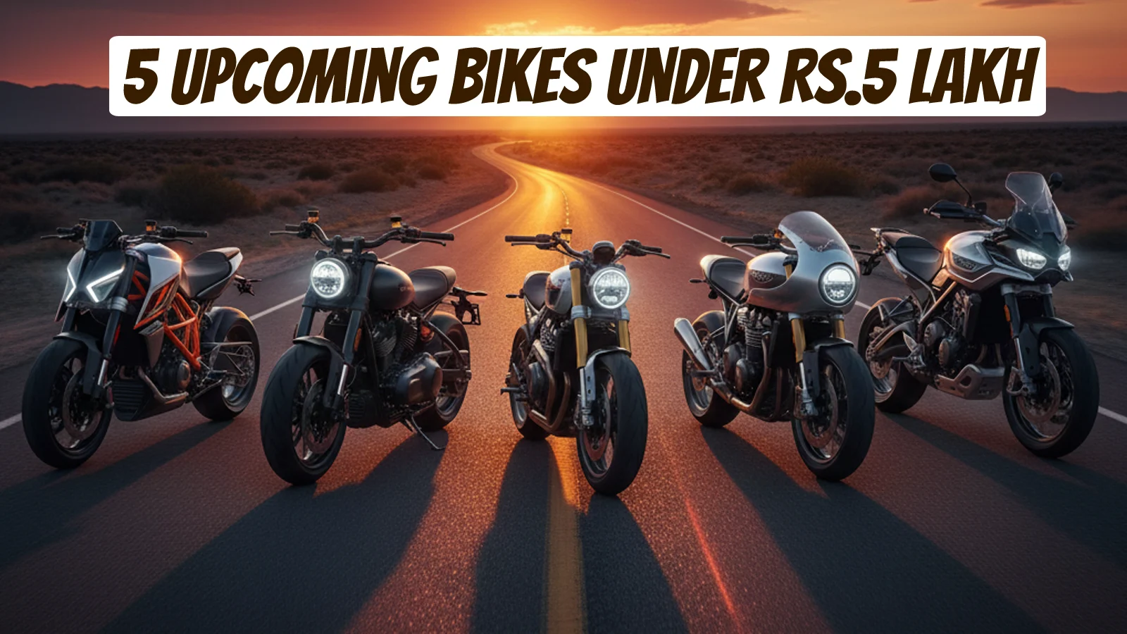 Side-by-side preview of 5 Upcoming Bikes Under ₹5 Lakh showcasing new 2025 models with modern design and powerful road presence.