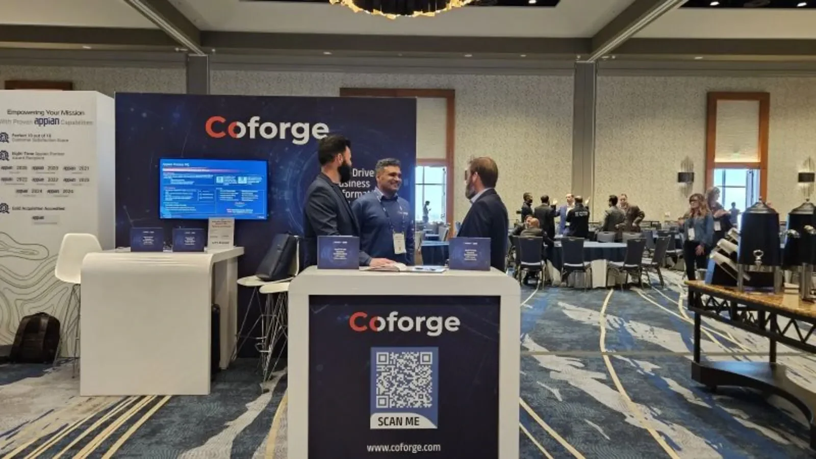 Coforge share price chart showing a sharp 5% decline amid weak market sentiment.