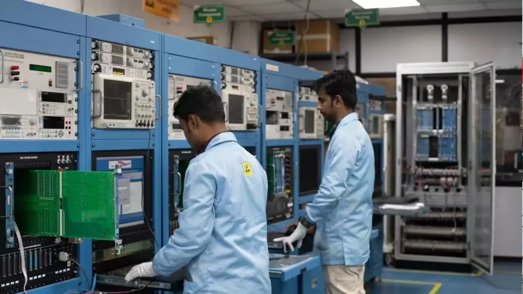 Red downward stock chart representing the sharp Kaynes Tech stock fall during the 2025 trading week.