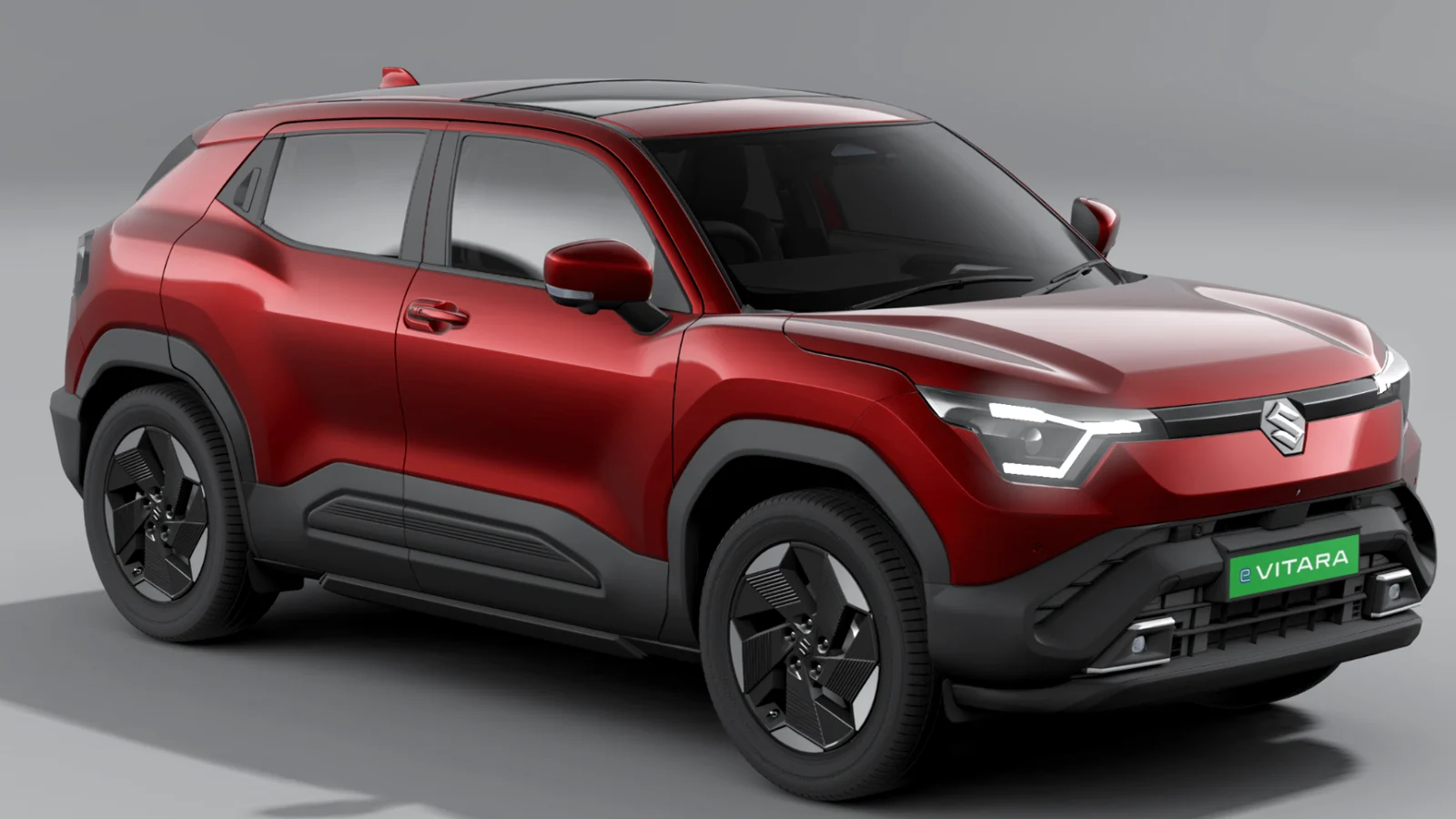 Maruti e-Vitara launch image showing the electric SUV design before India debut.