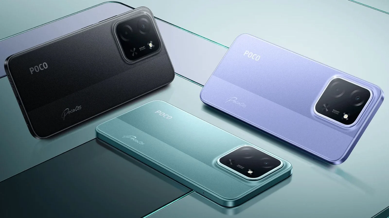 Poco C85 5G launch image showing the smartphone’s design, colour options, and promotional visuals ahead of release.