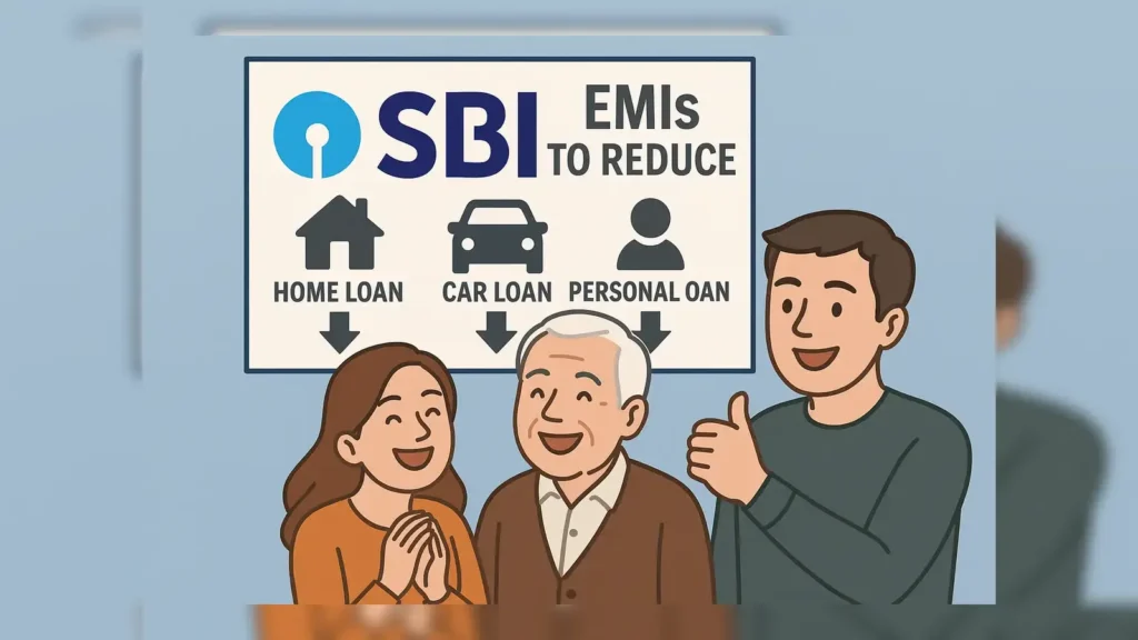 Image showing FD documents and SBI-branded visuals highlighting term deposit rate changes.