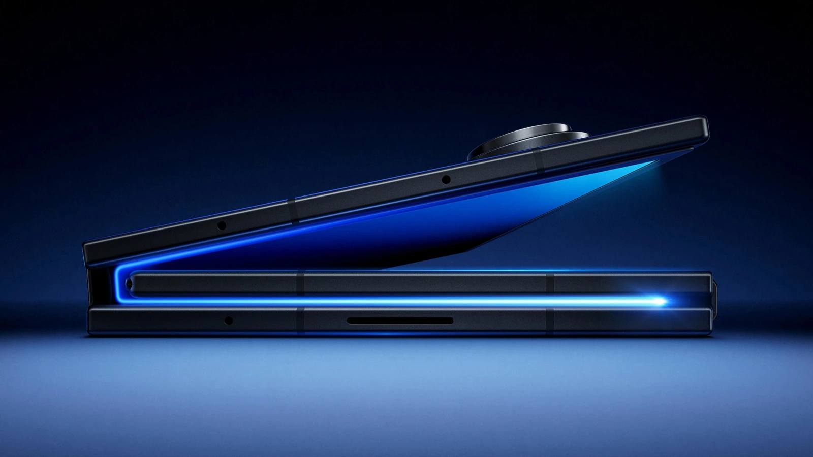 Samsung Z Trifold concept phone with triple-fold display opened into a large tablet screen, highlighting next-gen foldable technology.