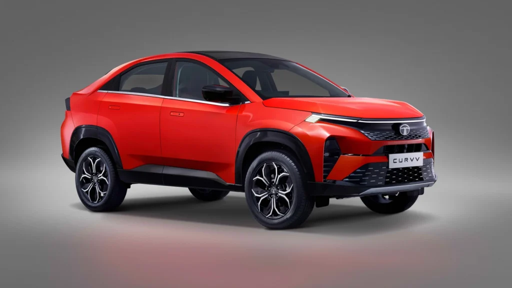 Tata Curvv SUV coupe showcased as an upcoming Tata car with modern design and advanced features